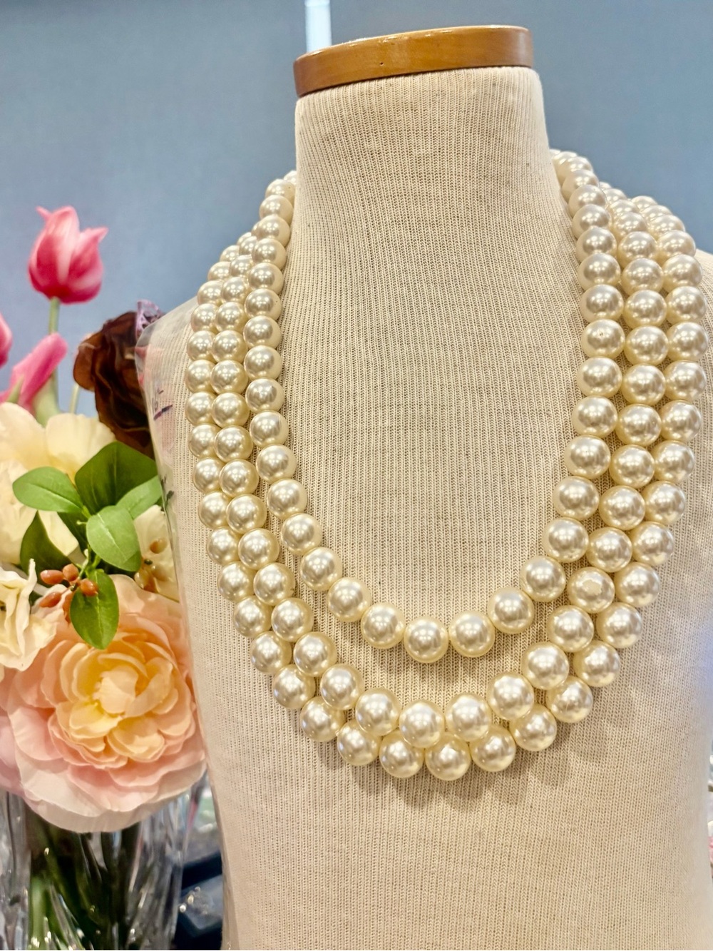 Classic Multi-Strand Ivory Pearl Necklace